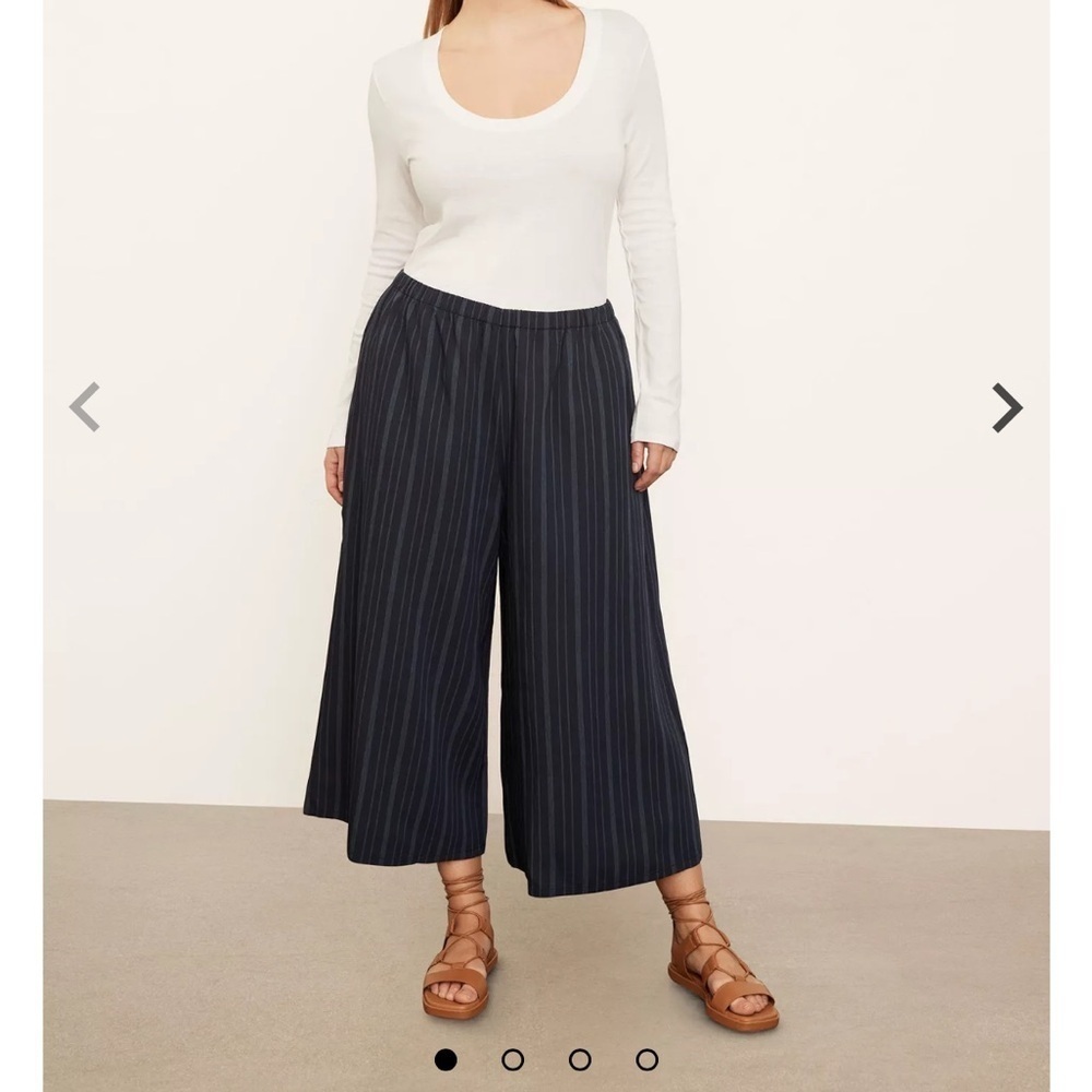 NWT Vince Blue Striped Tie Front Culotte Pants Size S